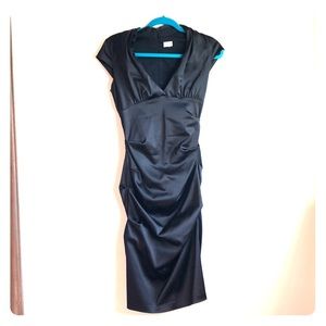 Cache stretch satin ruched special occasion dress